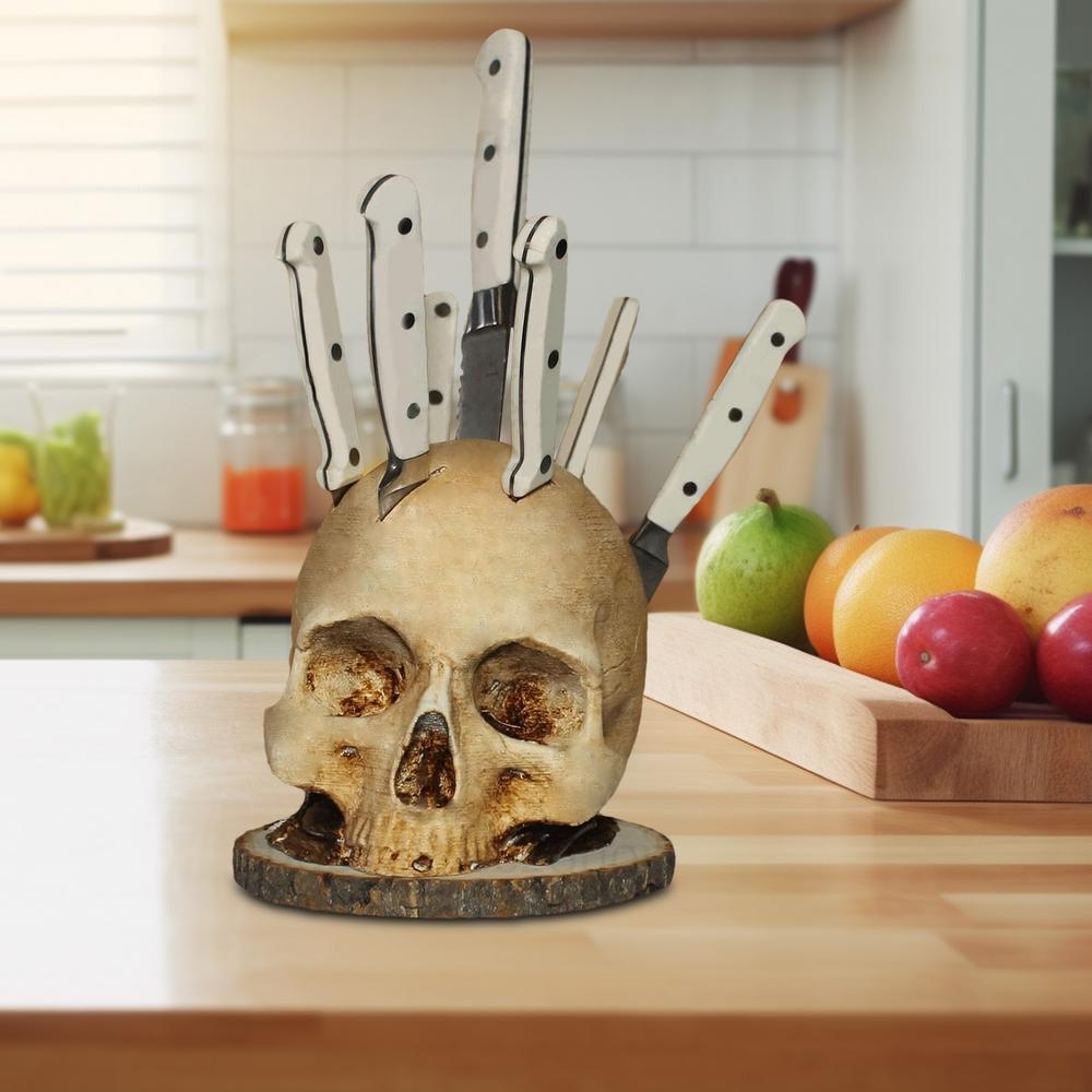 GothicCulinary - Porte couteau tête de mort accrocheur pour un rangement élégant