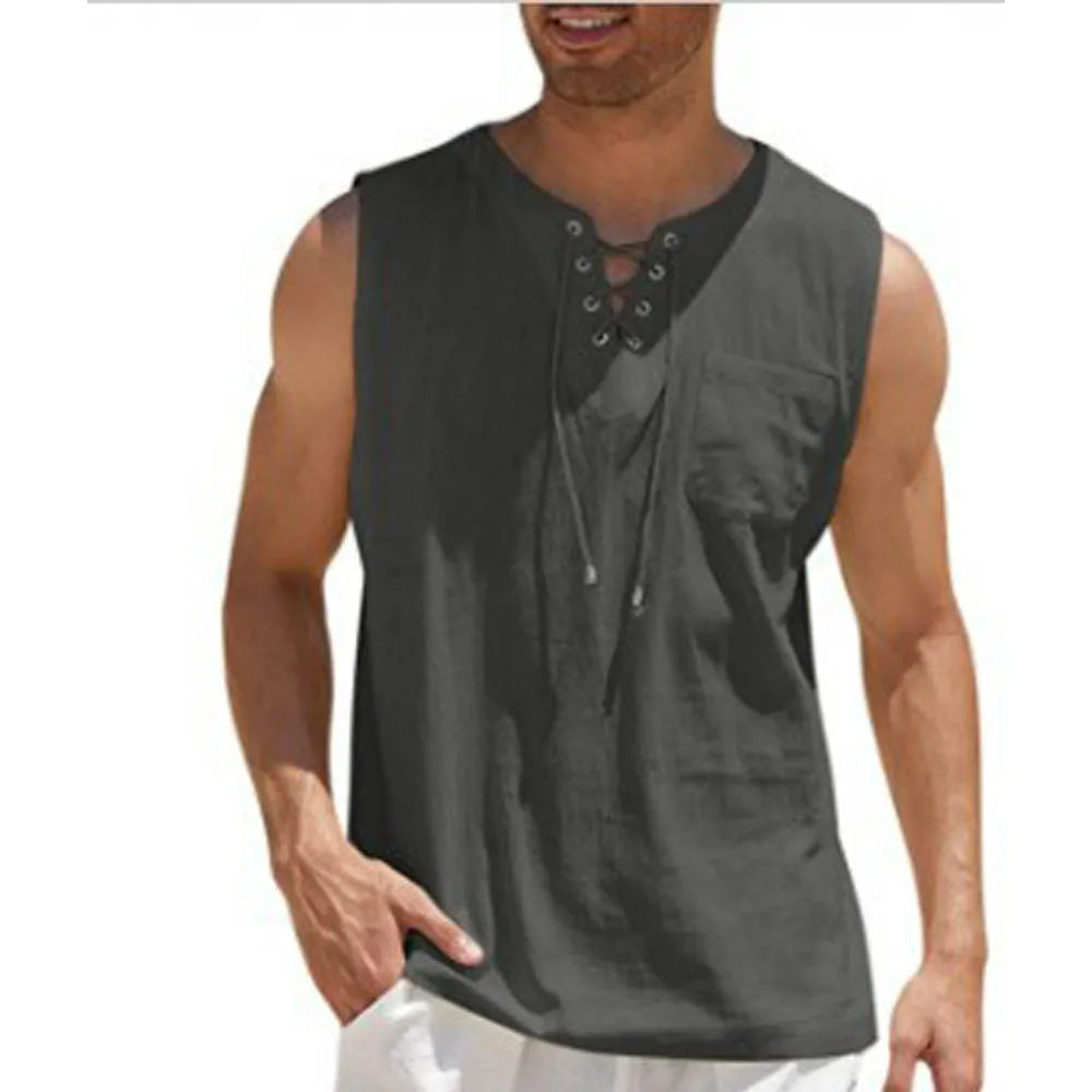 Lawrence - Trendy shirt met mouwloos en zak aan de voorkant
