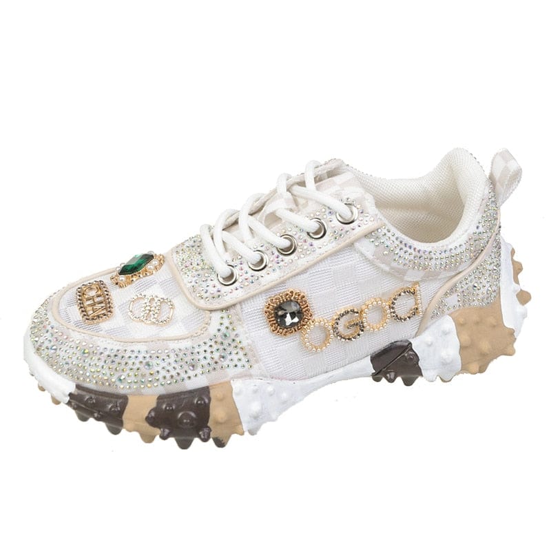 Scarlett - Sneakers met Strassdetails en Vetersluiting