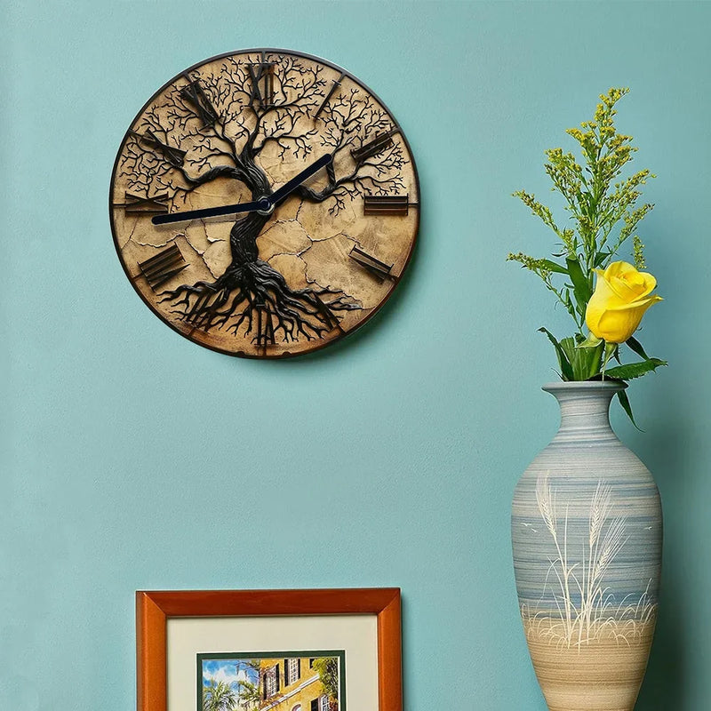 NatureTick - Handgemaakte houten klok met tijdloos boommotief