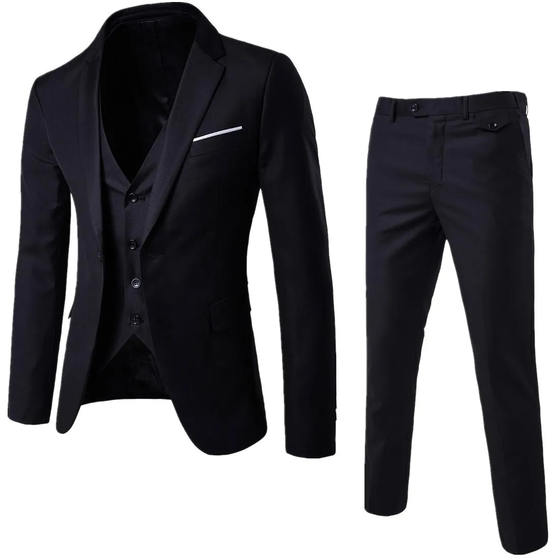 Dorian – Slim-Fit Driestuks Pak met Strakke Snit en Minimalistische Details