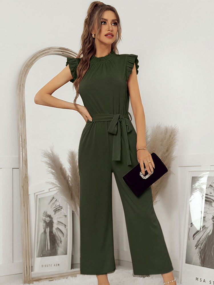 Lily - Chique jumpsuit met ruches aan de mouwen en ontspannen pasvorm