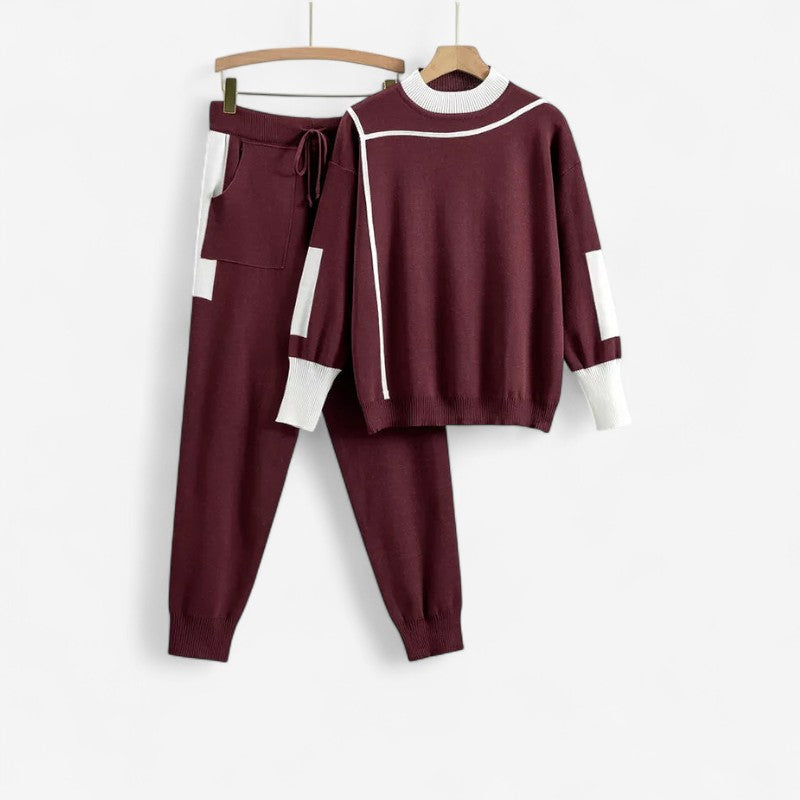 Tessa - Tweedelige Set met Lange Mouw Trui en Wijde Broek