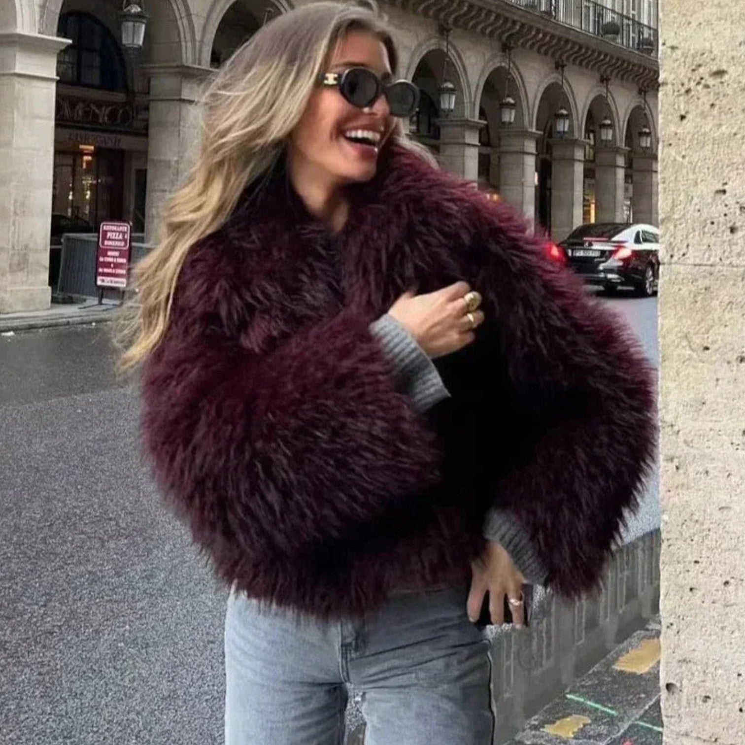 Melanie – Winterjas van Imitatiebont met Lange Mouwen en Gevoerd Interieur