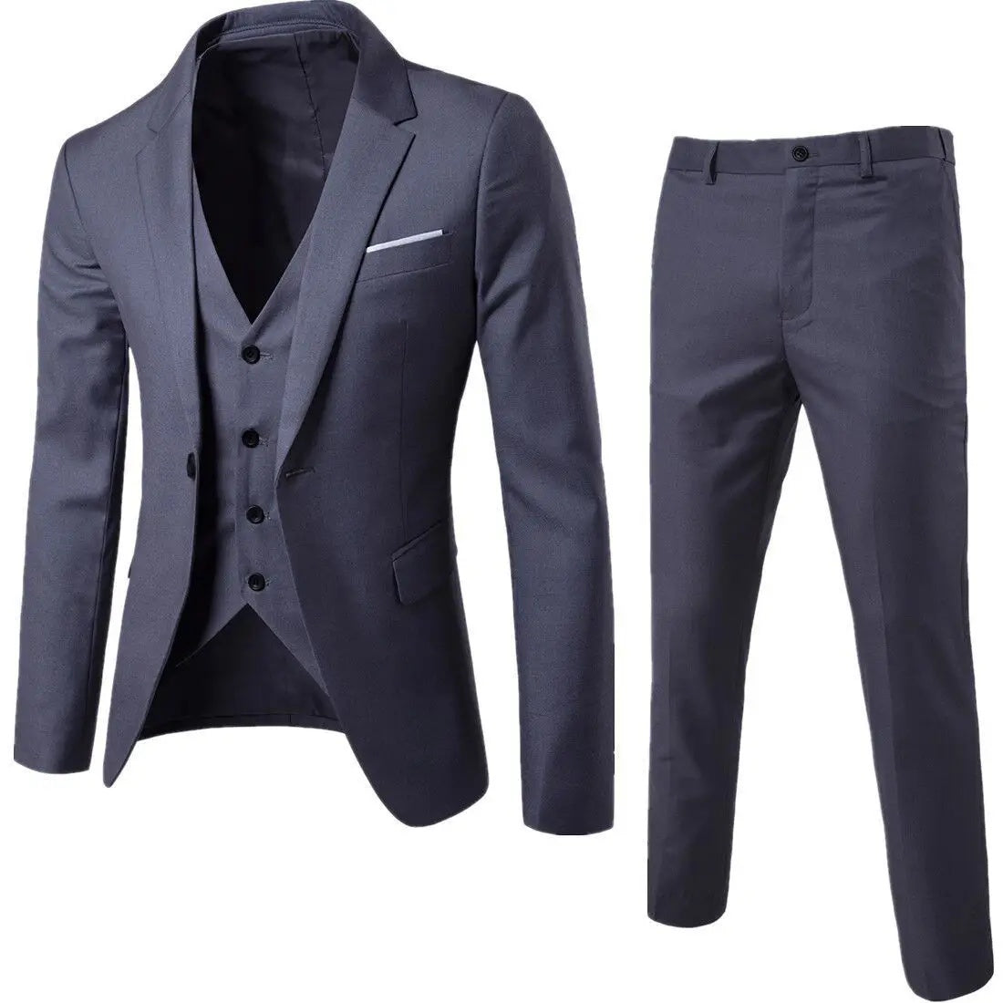 Dorian – Slim-Fit Driestuks Pak met Strakke Snit en Minimalistische Details