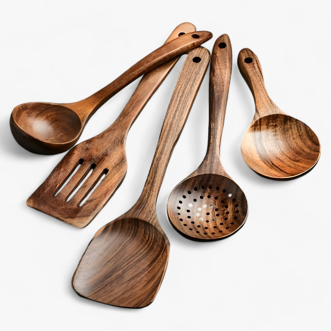 WoodCrafters – Wooden Essentials Kookgerei voor pannen met antiaanbaklaag