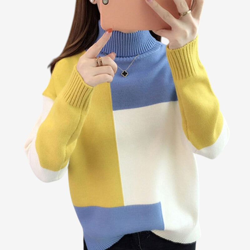 Ariana - Lange Mouw Trui met Col en Geribbelde Details