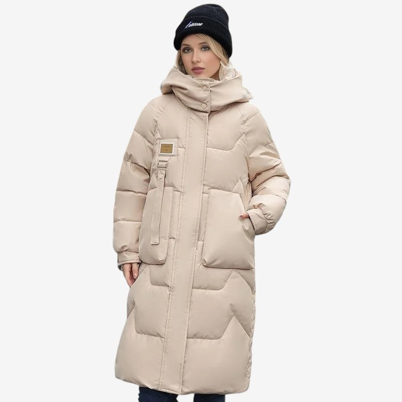 Ashley – Lange Mouw Gewatteerde Jas met Capuchon en Ritssluiting