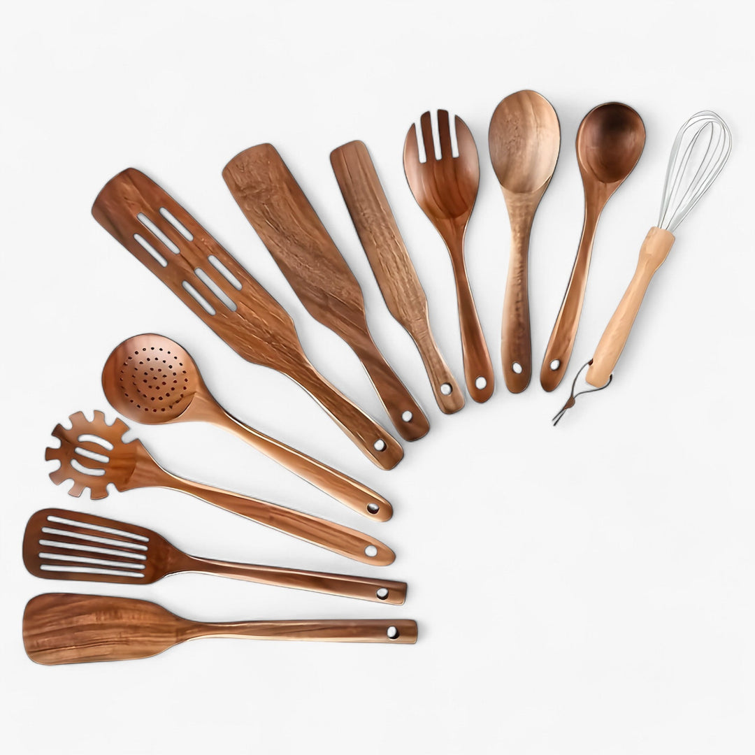 WoodCrafters – Wooden Essentials Kookgerei voor pannen met antiaanbaklaag