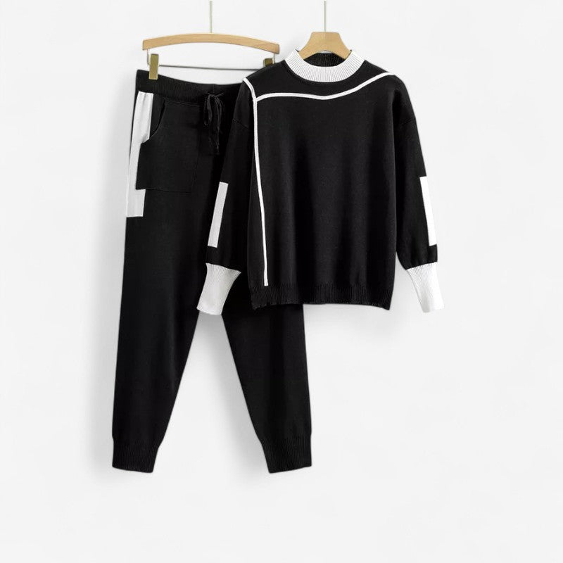 Tessa - Tweedelige Set met Lange Mouw Trui en Wijde Broek