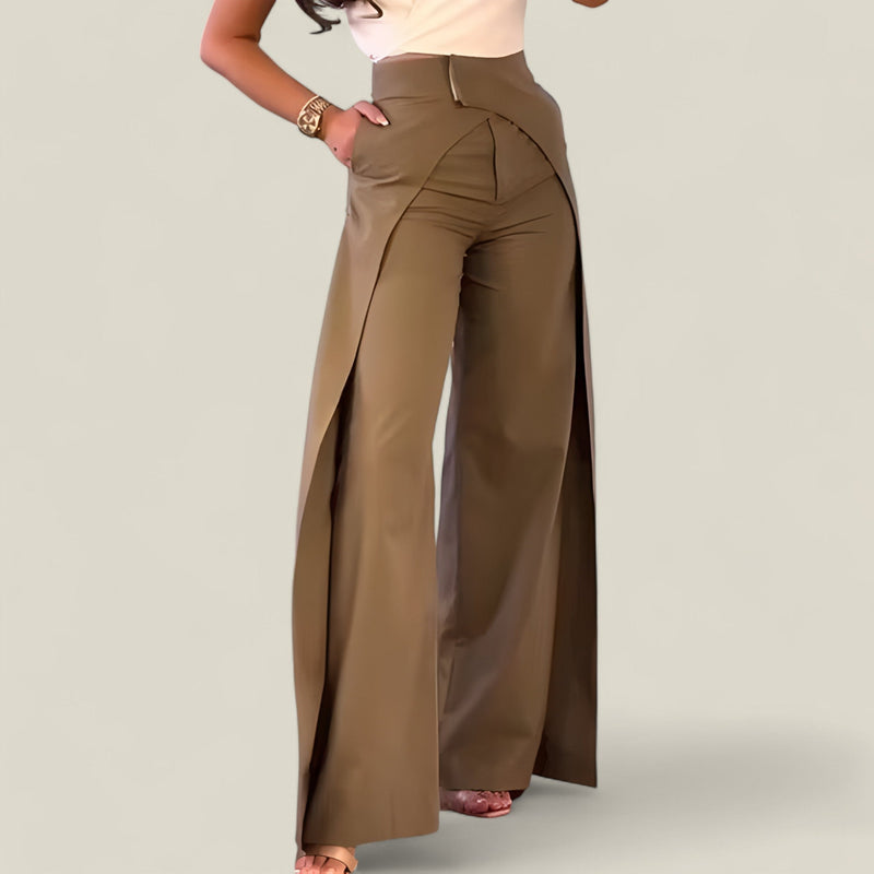 Emma - Asymmetrische wijde broek met hoge taille en moderne chique stijl