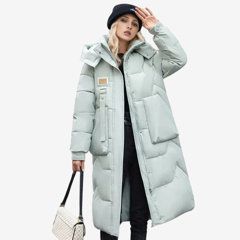 Ashley – Lange Mouw Gewatteerde Jas met Capuchon en Ritssluiting