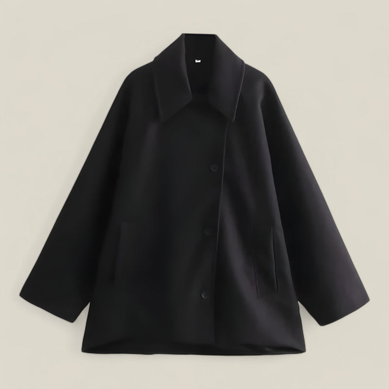 Sophia - Oversized Lange Mouw Jas met Klassieke Knoopsluiting en Relaxed Fit