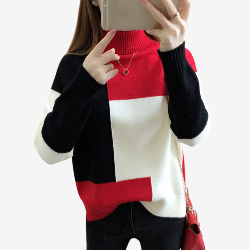 Ariana - Lange Mouw Trui met Col en Geribbelde Details