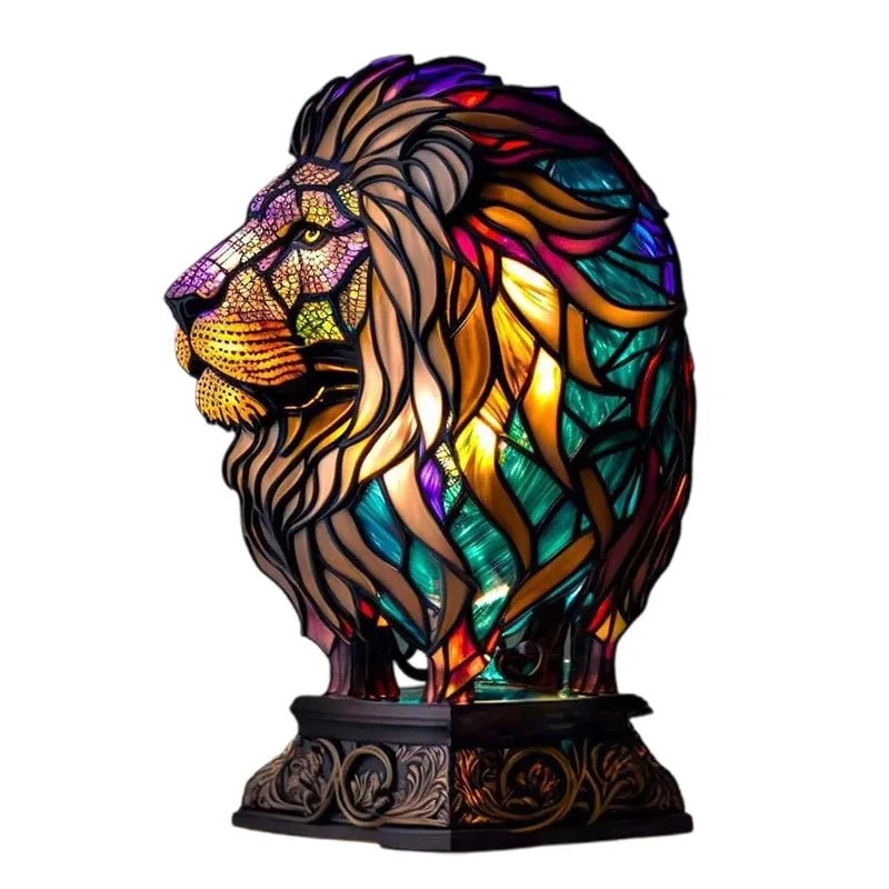 LuminaWild – Handgemaakte Hars Kunstlamp met 14 Kleurrijke Diermotieven