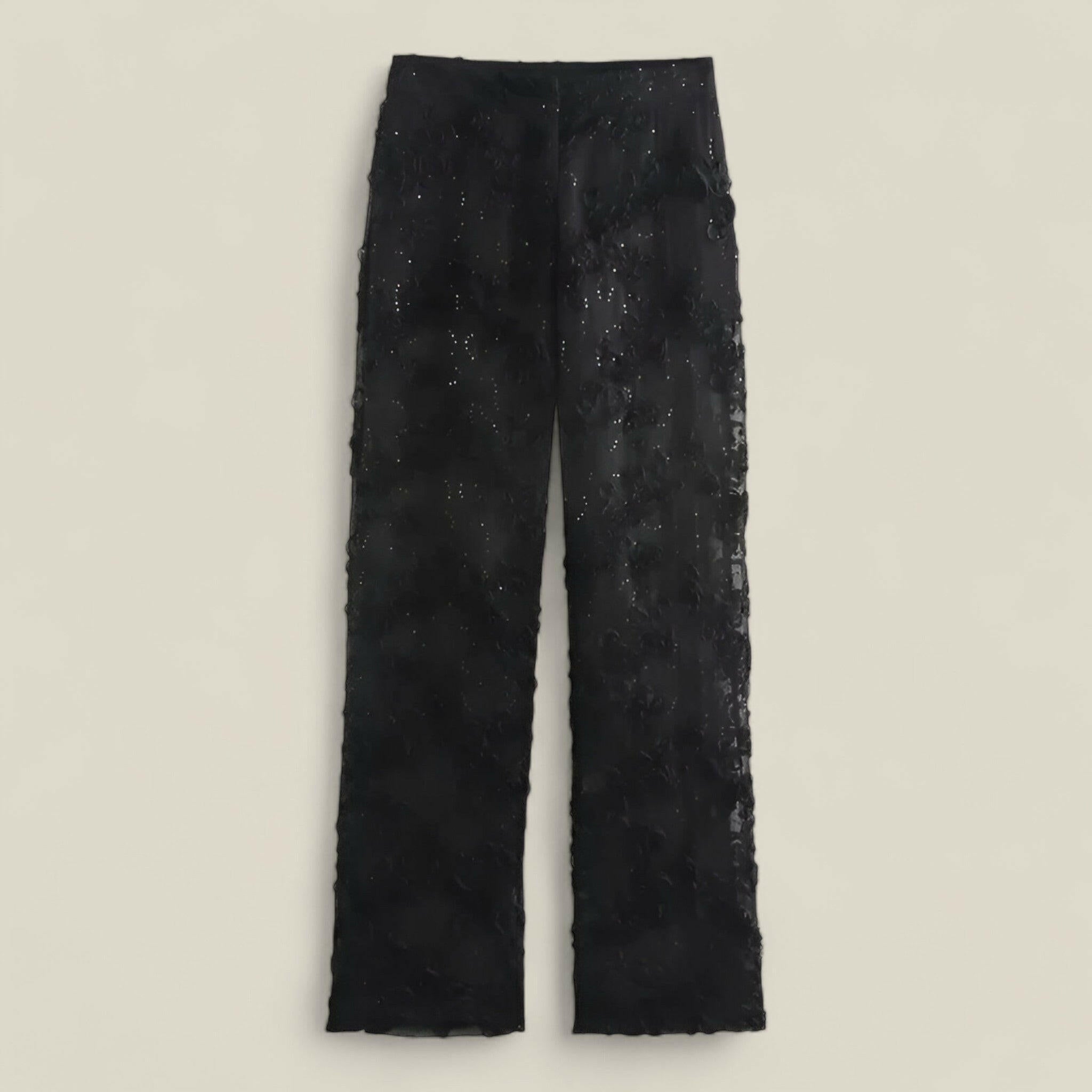 Isabelle - Elegant Colbert Met Lange Mouwen En Pareldetails En Een Broek Met Hoge Taille