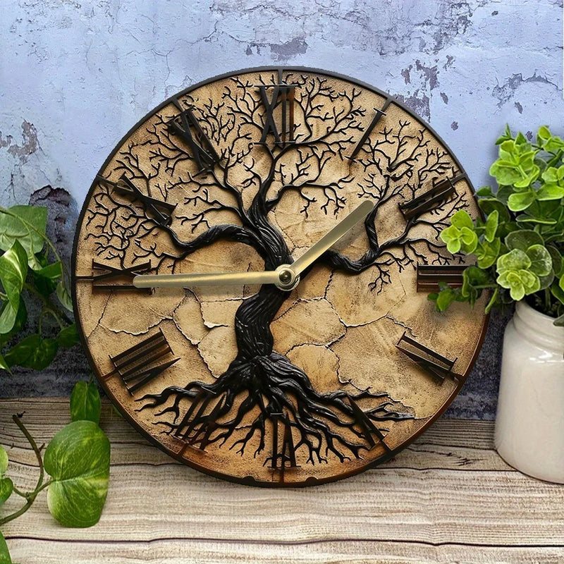 NatureTick - Handgemaakte houten klok met tijdloos boommotief