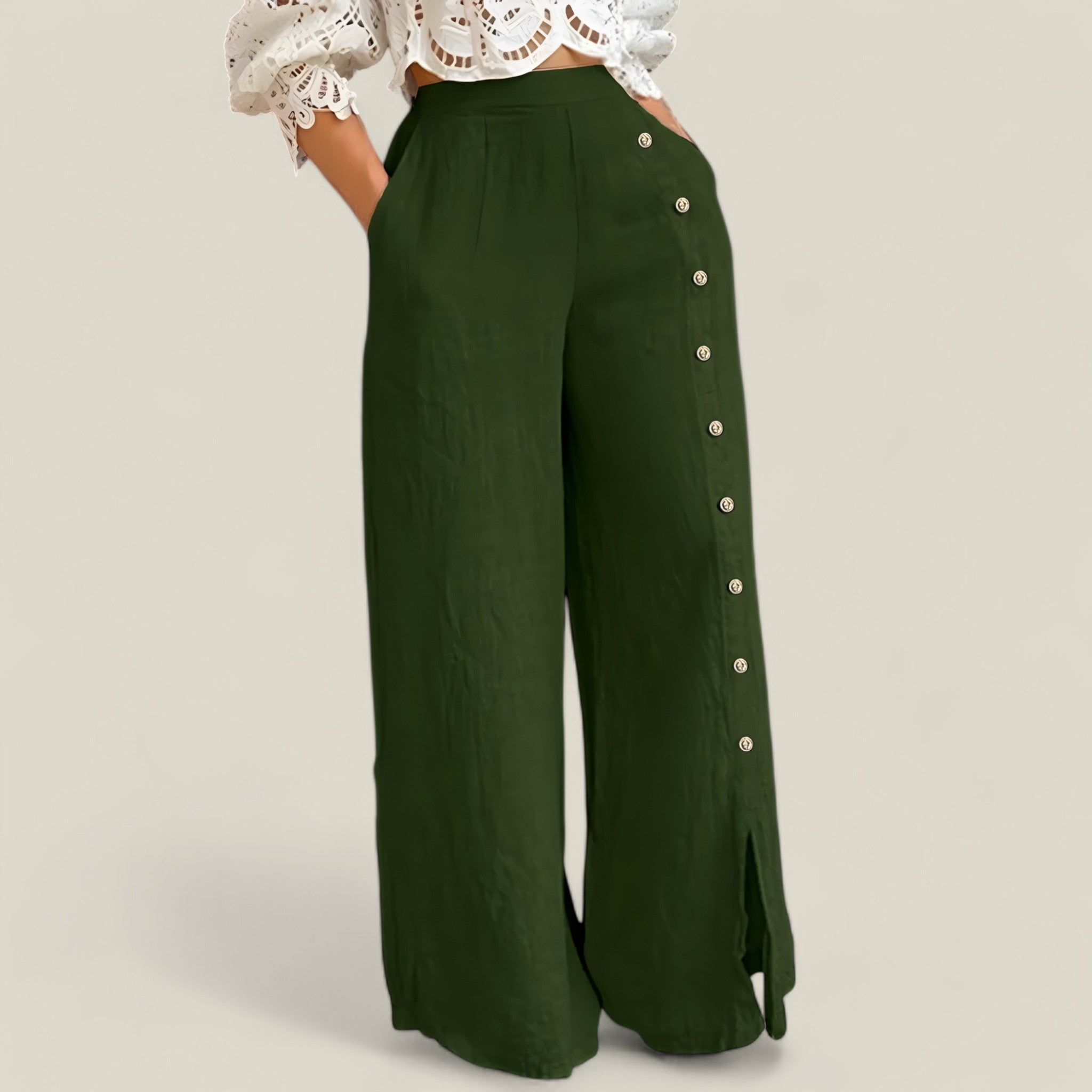 Ava - Elastische Taille Wijde Pijpen Broek Stijlvol En Comfortabel Voor Elke Dag
