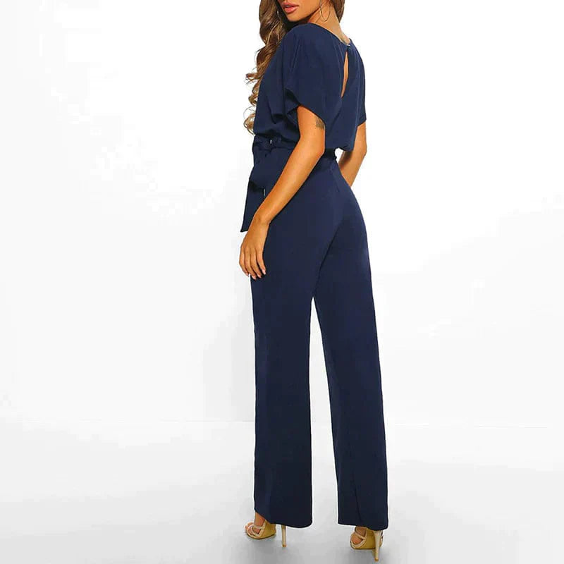 Adriana - Jumpsuit met omkeerbare kraag en verstelbare tailleband