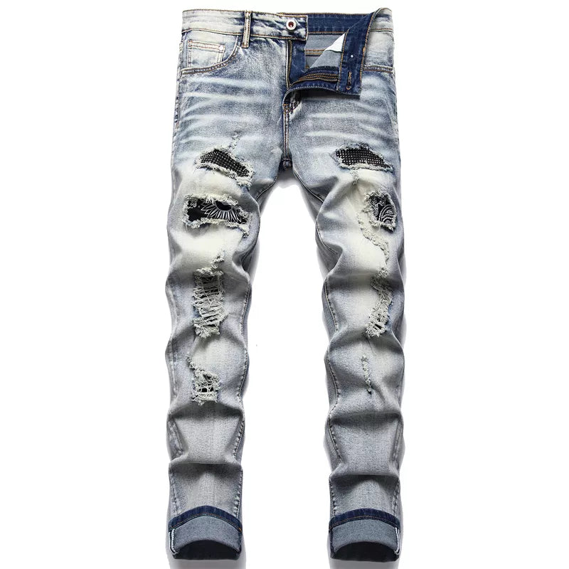 Ryder - Distressed Slim-Fit Jeans met functionele zakken