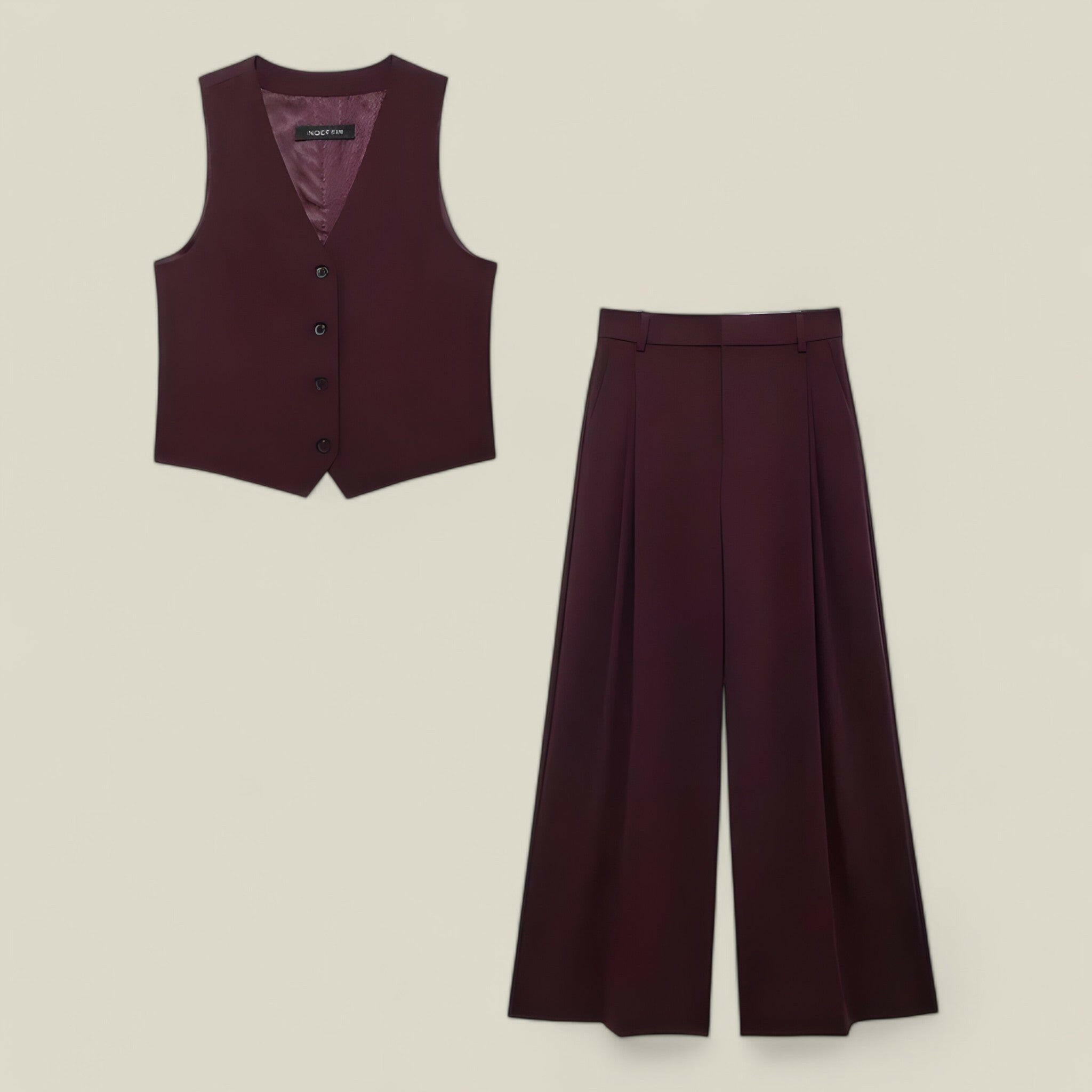 Bella - Elegante tweedelige broek- en vestenset met rechte pasvorm en verfijnde stijl