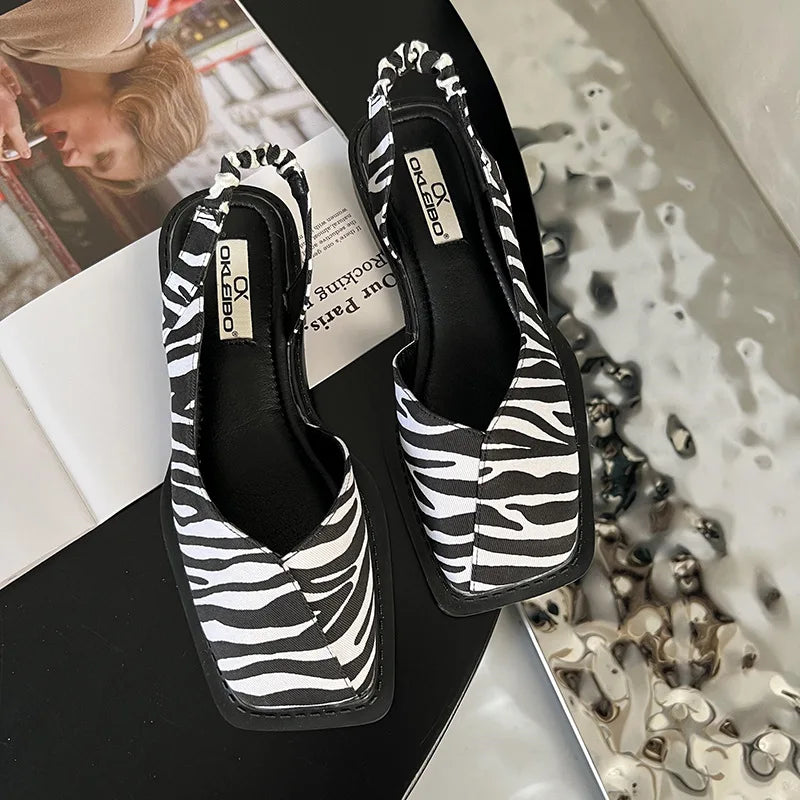 Wanda - Stijlvolle Slingback Flats met Moderne Vierkante Teen