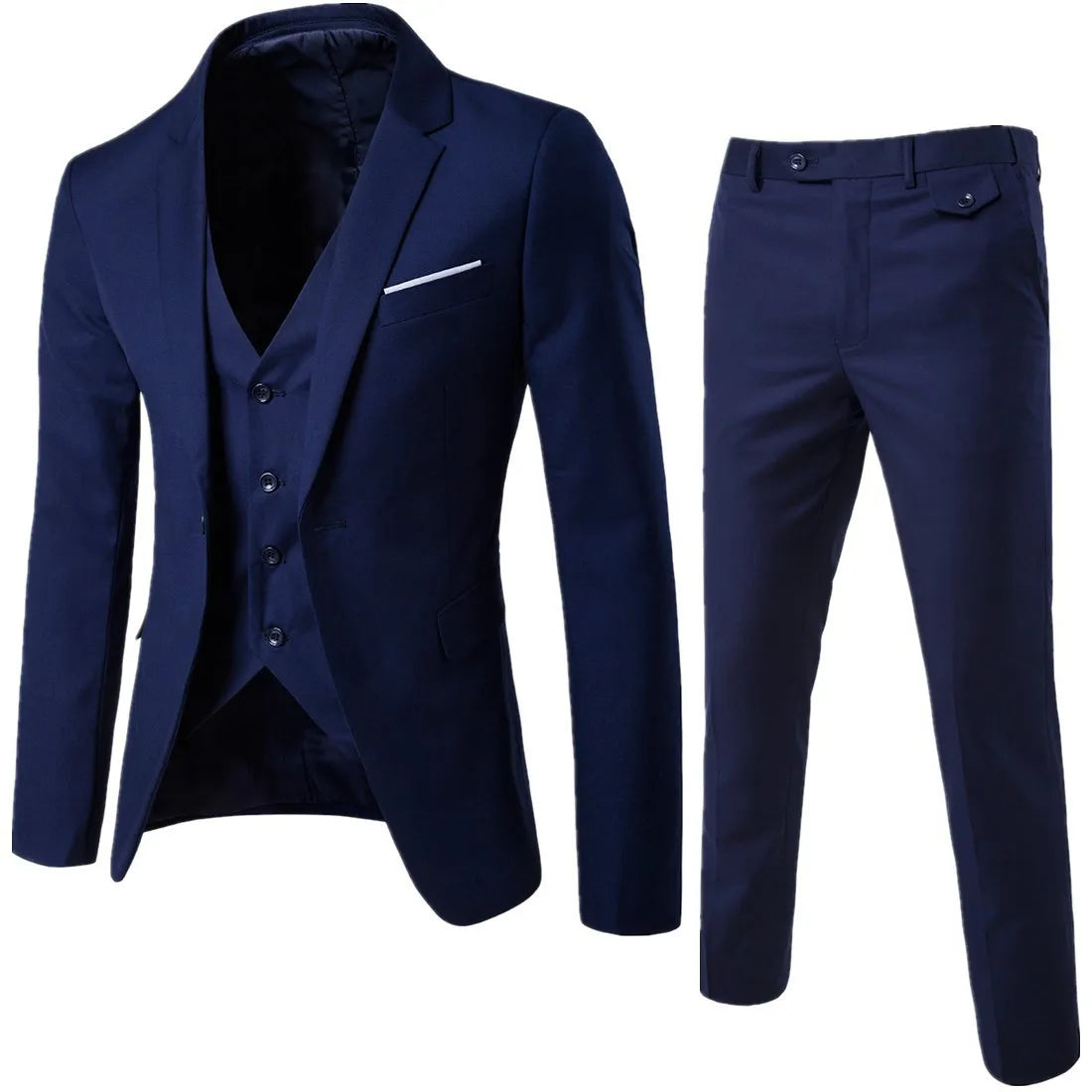 Dorian – Slim-Fit Driestuks Pak met Strakke Snit en Minimalistische Details