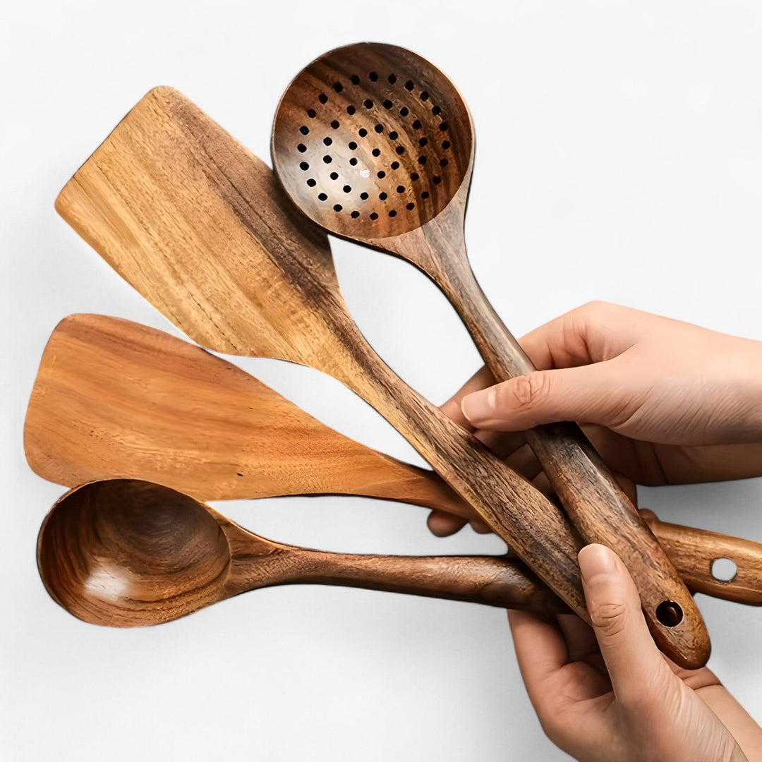 WoodCrafters – Wooden Essentials Kookgerei voor pannen met antiaanbaklaag