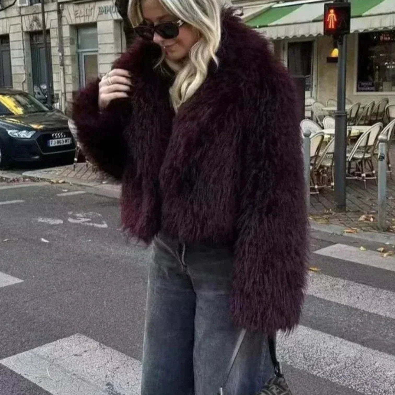 Melanie – Winterjas van Imitatiebont met Lange Mouwen en Gevoerd Interieur