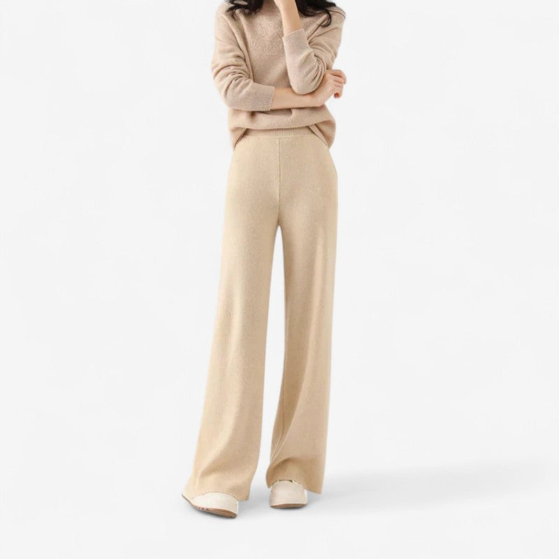 Maria - Pantalon met Wijde Pijpen en Elastische Taille