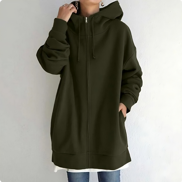 Arwen - Relaxte hoodie met rits en capuchon met trekkoord