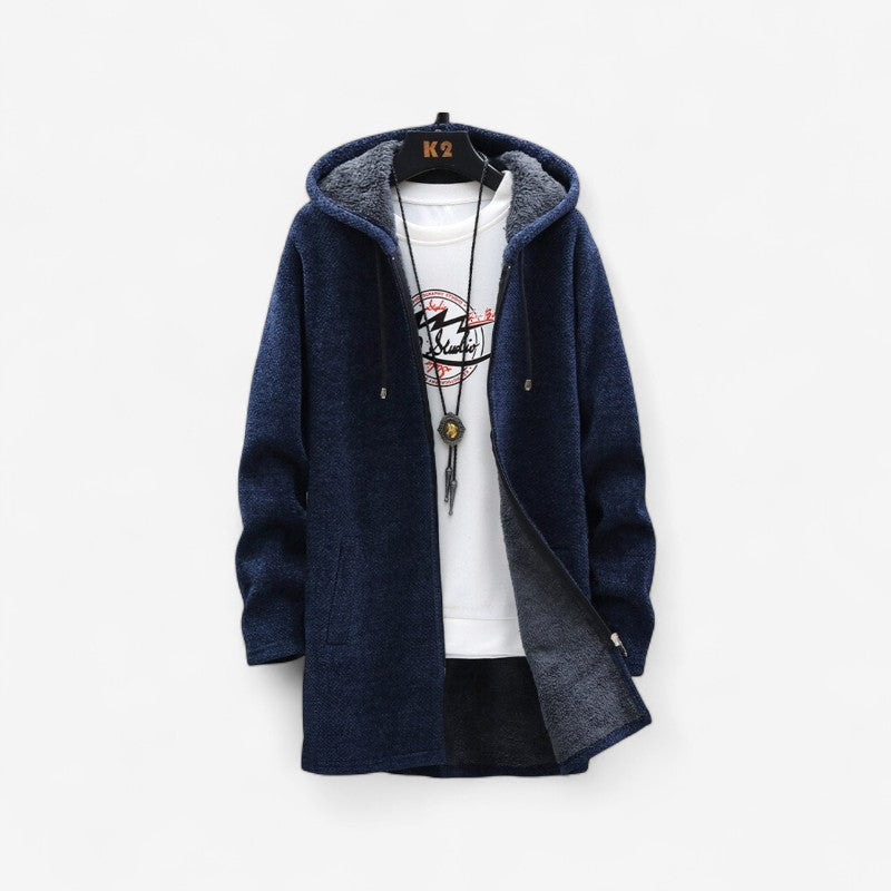 David - Lange Mouw Jas met Capuchon Rits en Zijzakken