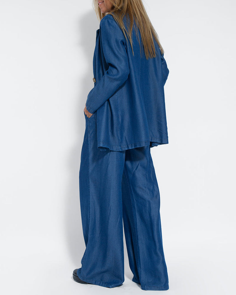 Lena - Elegante 2-delige set met wijde broek & Button-Down vest