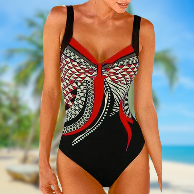 Lily – Flatterend badpak met opvallende print en V-hals