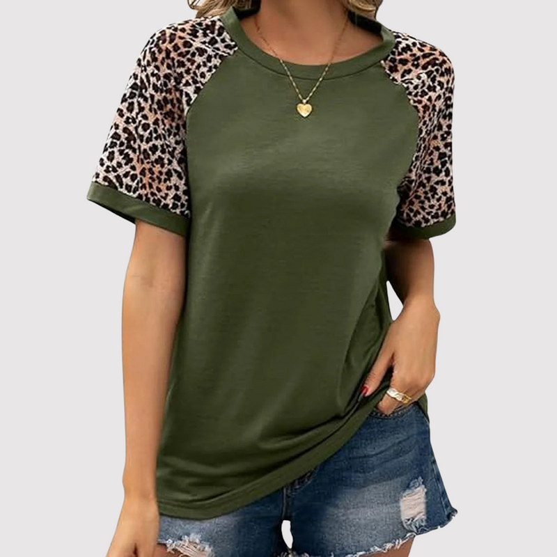Naina - Elegant T-shirt met korte mouwen en luipaardprint