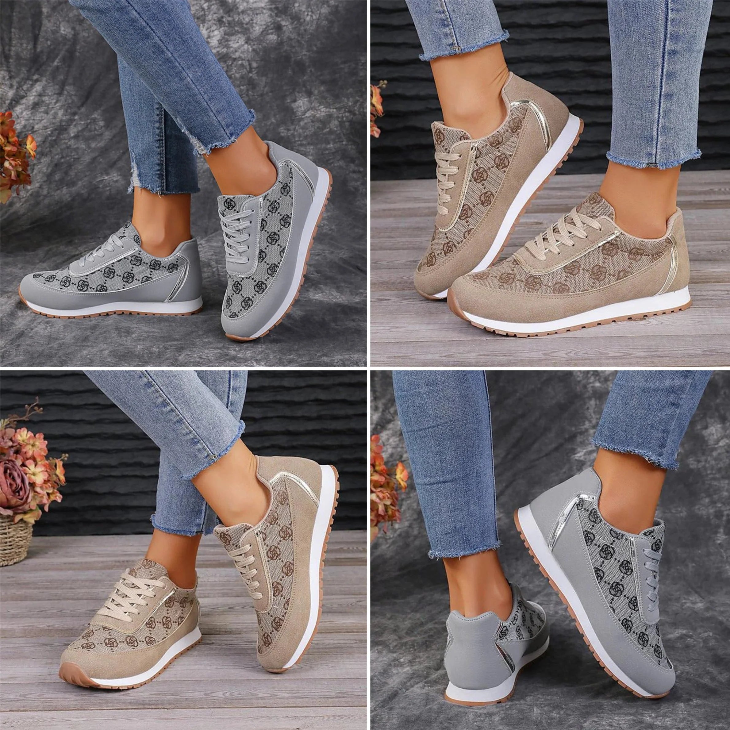 Alia - Vrouwelijke en comfortabele platte schoenen met bloementouches