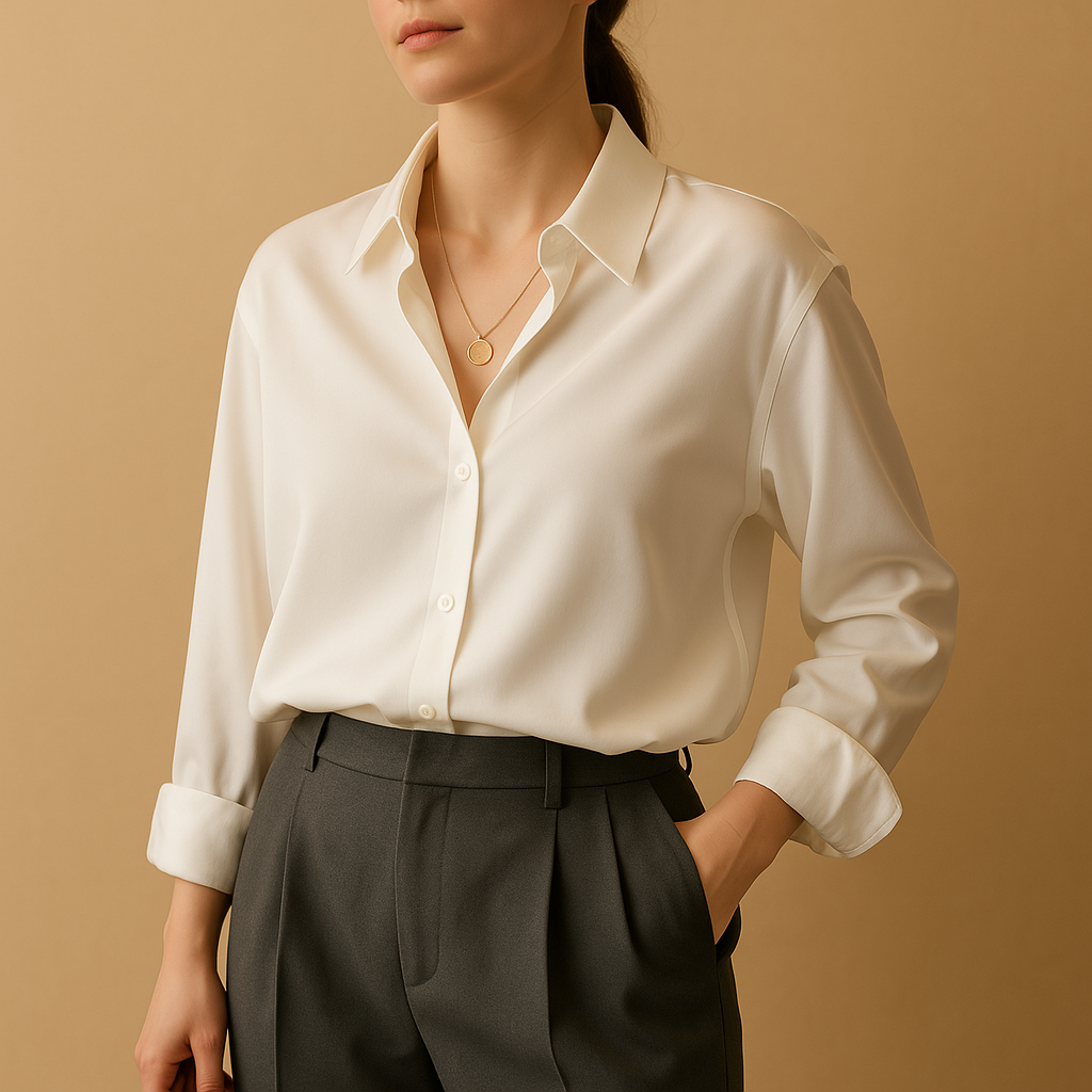 Anaya – Elegant overhemd met lange mouwen, knoopsluiting en omslagkraag