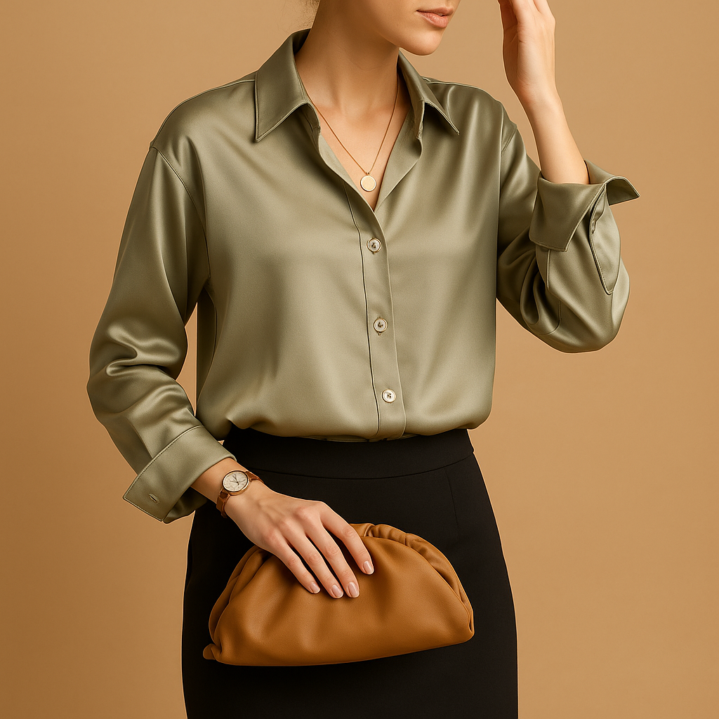 Anaya – Elegant overhemd met lange mouwen, knoopsluiting en omslagkraag
