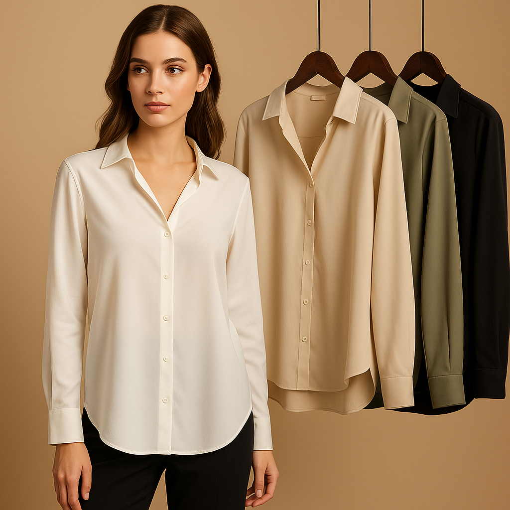 Anaya – Elegant overhemd met lange mouwen, knoopsluiting en omslagkraag