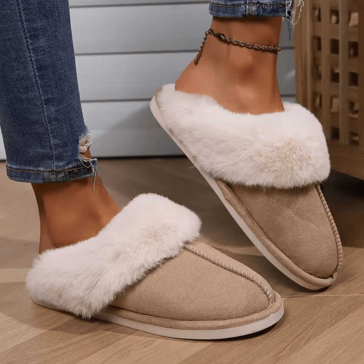 Lena - Warme pantoffels van imitatiebont met antislipzool voor comfort