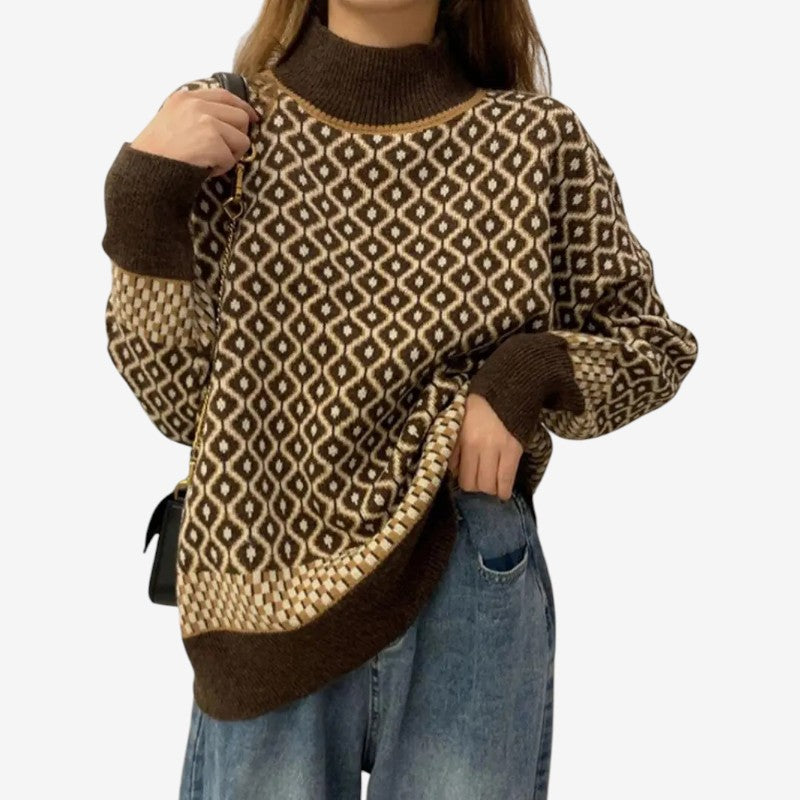 Lina – Trui met lange mouwen col en geribd detail