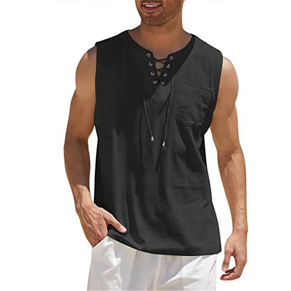 Lawrence - Trendy shirt met mouwloos en zak aan de voorkant