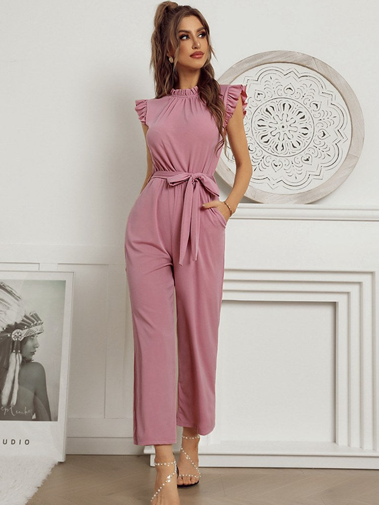 Lily - Chique jumpsuit met ruches aan de mouwen en ontspannen pasvorm