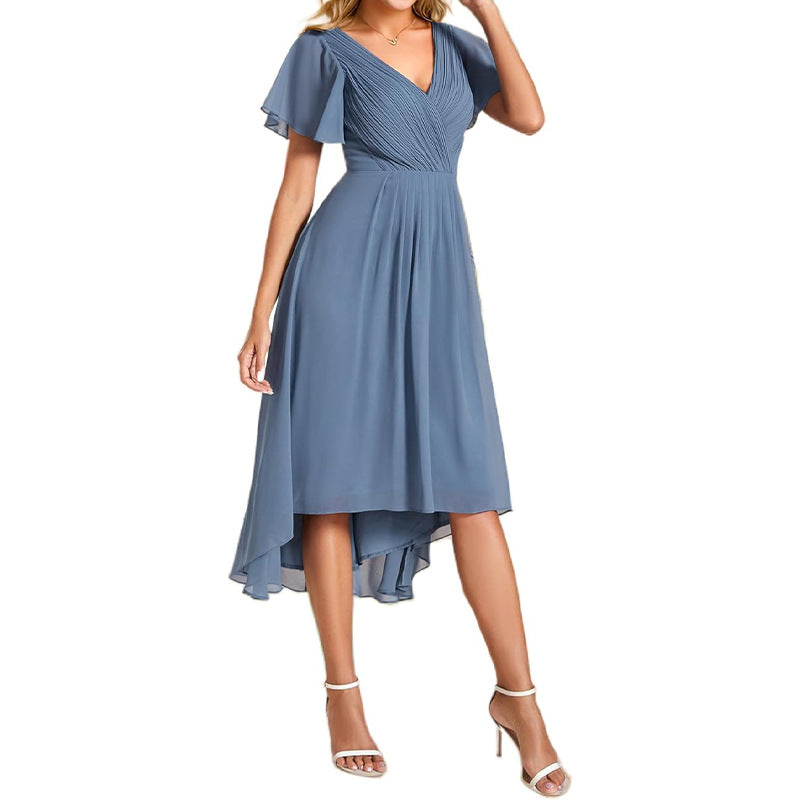 Sophia – Midi Jurk met Korte Mouwen en V-Halslijn