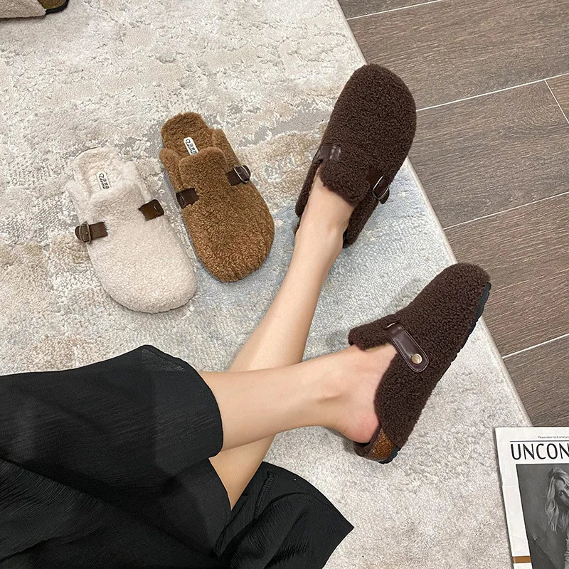Lisa - Comfortabele bontpantoffels met chic gespontwerp