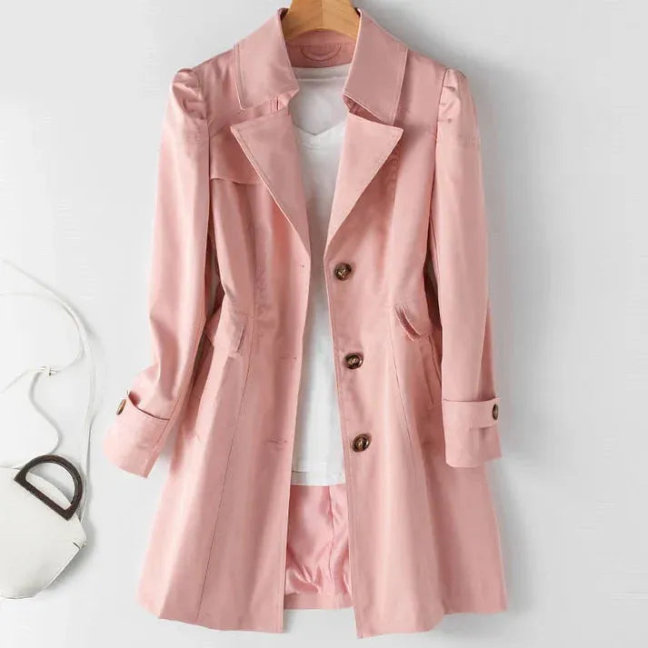 Grace - Stijlvolle Trench Coat met Verstelbare Mouwen en Veilige Zakken