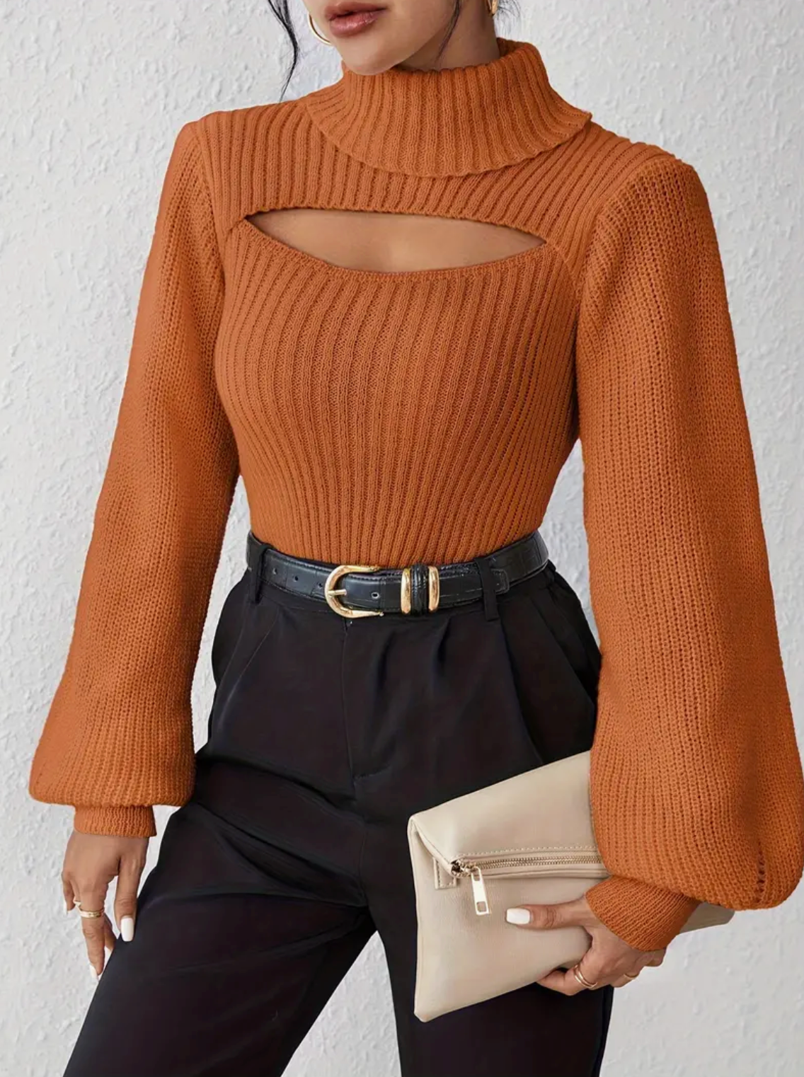 Ava - Sweater met lange mouwen en hoge hals voor een moeiteloze stijl