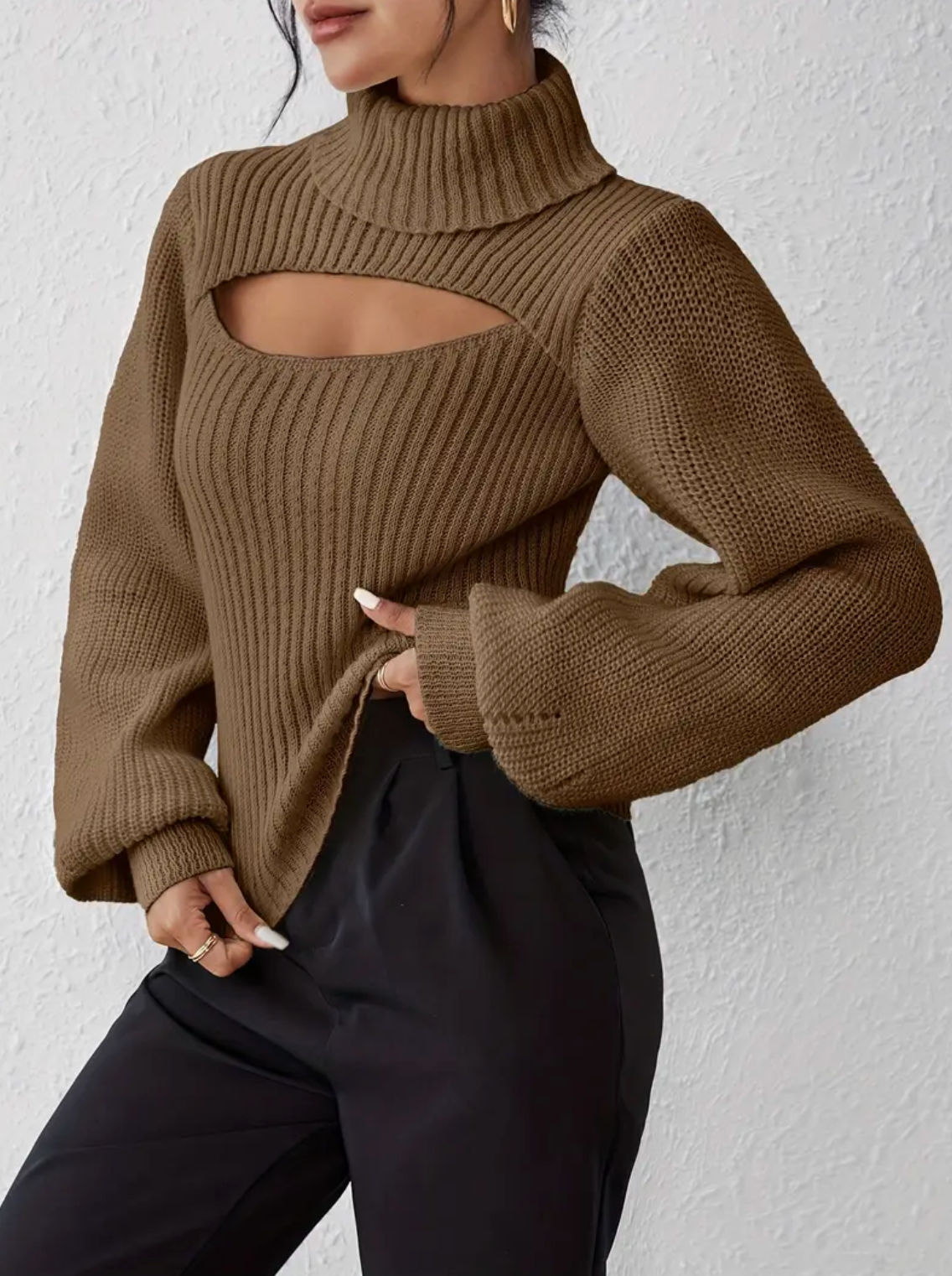 Ava - Sweater met lange mouwen en hoge hals voor een moeiteloze stijl