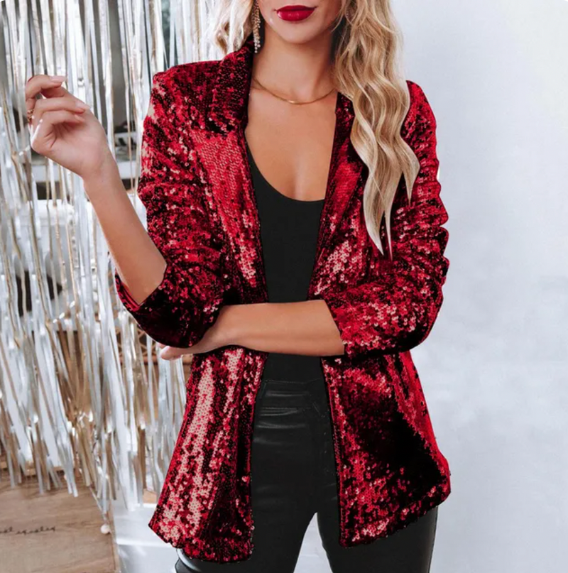 Elvira - Luxe Sequin blazer met lange mouw en reverskraag