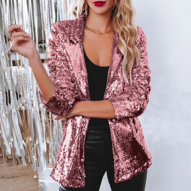 Elvira - Luxe Sequin blazer met lange mouw en reverskraag